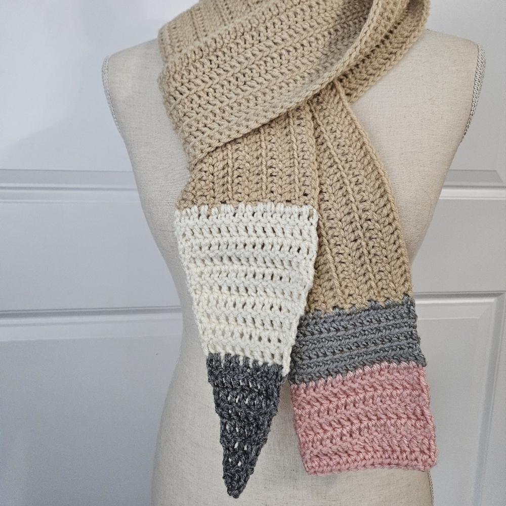 Handmade Crochet Pencil Scarf, Teacher Gift Ideas- Buff - Picture 2 of 5